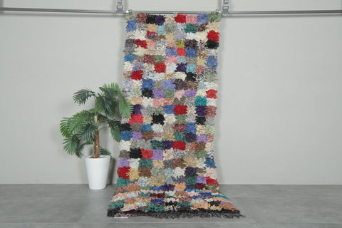 Colorful Moroccan Boucherouite Rug – 3 x 7.8 Feet Handwoven Runner rug