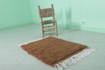 Handmade Moroccan Beni Ourain Rug 2 x 3 FT – Warm Brown Wool Accent Rug