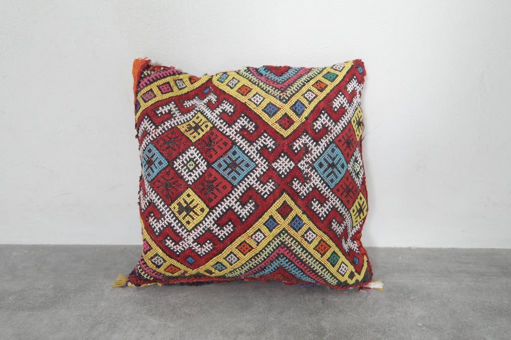 Handwoven Moroccan kilim pillow 13.3 inches x 14.5 inches