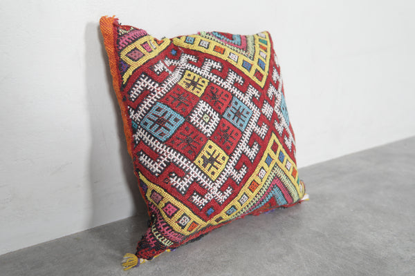Handwoven Moroccan kilim pillow 13.3 inches x 14.5 inches