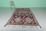 Boujaad Moroccan Rug – 5.7 x 11.2 FT Deep Purple with Ivory Floral Motifs