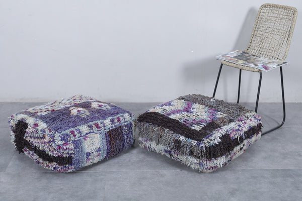 Two Moroccan vintage ottoman poufs | Handwoven traditional Moroccan design