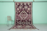 Boujaad Moroccan Rug – 5.7 x 11.2 FT Deep Purple with Ivory Floral Motifs