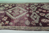 Boujaad Moroccan Rug – 5.7 x 11.2 FT Deep Purple with Ivory Floral Motifs