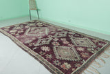 Boujaad Moroccan Rug – 5.7 x 11.2 FT Deep Purple with Ivory Floral Motifs