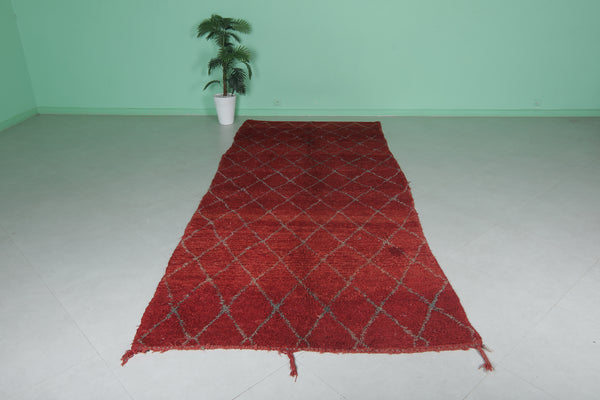 Red entryway Moroccan handmade azilal rug - 5.1 FT X 12.3 FT | Bold diamond pattern