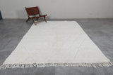 Elegant Moroccan Rug 6.5 X 9.5 FT - Ivory Shag with Diamond Pattern and Fringe