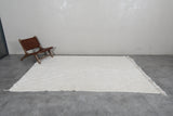 Elegant Moroccan Rug 6.5 X 9.5 FT - Ivory Shag with Diamond Pattern and Fringe