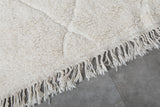 Elegant Moroccan Rug 6.5 X 9.5 FT - Ivory Shag with Diamond Pattern and Fringe