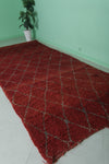 Red Entryway Moroccan Handmade Azilal Rug - 5.1 FT X 12.3 FT | Bold Diamond Pattern