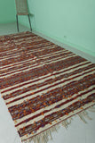 Long Hand-Woven Moroccan Rug – 5.2 FT × 10.6 FT | Red and Cream Berber Carpet