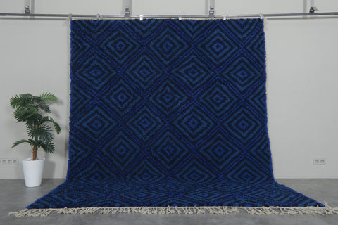 Custom Moroccan Wool Rug - Blue Diamond Design