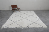 Handcrafted Moroccan Rug 7 X 9.5 FT - Ivory Shag with Black Diamond Pattern