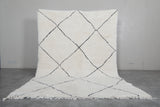 Handcrafted Moroccan Rug 7 X 9.5 FT - Ivory Shag with Black Diamond Pattern