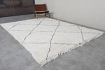 Handcrafted Moroccan Rug 7 X 9.5 FT - Ivory Shag with Black Diamond Pattern