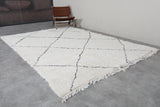 Handcrafted Moroccan Rug 7 X 9.5 FT - Ivory Shag with Black Diamond Pattern