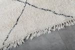 Handcrafted Moroccan Rug 7 X 9.5 FT - Ivory Shag with Black Diamond Pattern