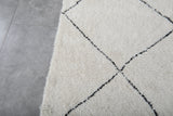 Handcrafted Moroccan Rug 7 X 9.5 FT - Ivory Shag with Black Diamond Pattern