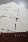 Handcrafted Moroccan Rug 7 X 9.5 FT - Ivory Shag with Black Diamond Pattern