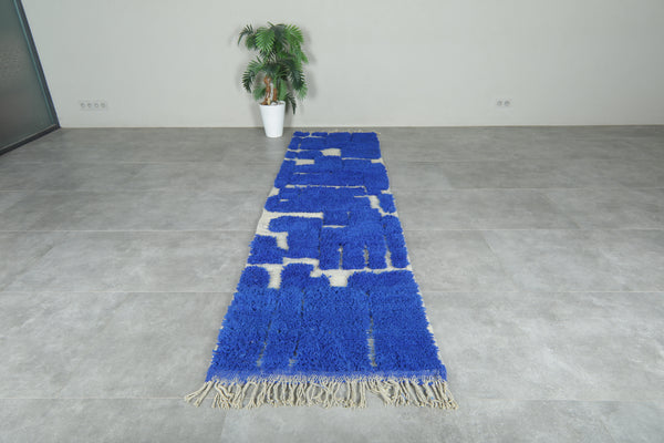 Blue Moroccan wool runner – Custom handmade rug - Beautiful rug