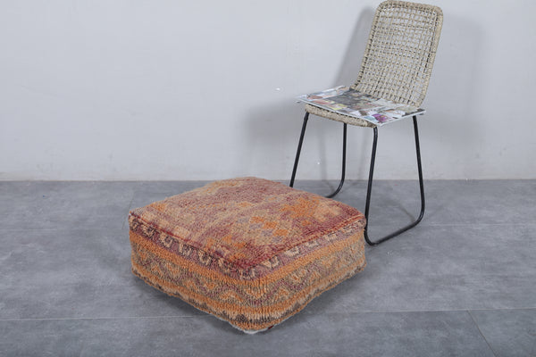 Moroccan Vintage Ottoman Pouf | Handwoven Geometric Tribal Design