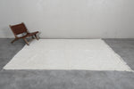 Elegant Moroccan Rug 7 X 9.4 FT - Plush Ivory with Subtle Diamond Texture