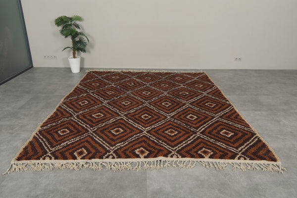 Brown moroccan wool rug - Custom diamond pattern
