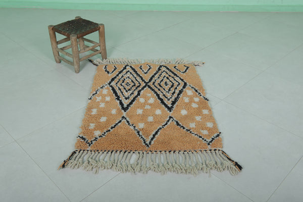 Handmade Moroccan rug - Beige & black diamond pattern | 2.6 x 3.3 ft
