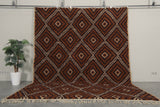 Brown Moroccan Wool Rug - Custom Diamond Pattern