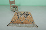 Handmade Moroccan Rug - Beige & Black Diamond Pattern | 2.6 x 3.3 ft