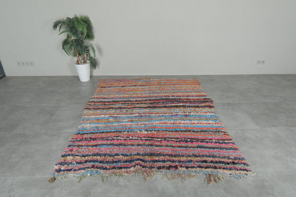 Bold Sunset Stripe Boucherouite Rug – 5.6 x 6.9 Feet