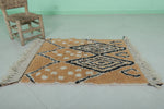 Handmade Moroccan Rug - Beige & Black Diamond Pattern | 2.6 x 3.3 ft