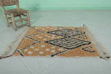 Handmade Moroccan Rug - Beige & Black Diamond Pattern | 2.6 x 3.3 ft