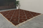 Brown Moroccan Wool Rug - Custom Diamond Pattern