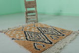 Handmade Moroccan Rug - Beige & Black Diamond Pattern | 2.6 x 3.3 ft