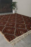 Brown Moroccan Wool Rug - Custom Diamond Pattern