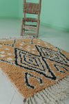 Handmade Moroccan Rug - Beige & Black Diamond Pattern | 2.6 x 3.3 ft