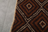 Brown Moroccan Wool Rug - Custom Diamond Pattern