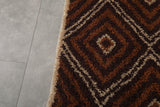 Brown Moroccan Wool Rug - Custom Diamond Pattern