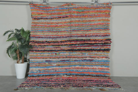 Bold Sunset Stripe Boucherouite Rug – 5.6 x 6.9 Feet