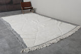 Elegant Moroccan Rug 6.2 X 10.4 FT - Ivory Diamond Pattern with Unique Bordered Edges