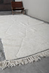 Elegant Moroccan Rug 6.2 X 10.4 FT - Ivory Diamond Pattern with Unique Bordered Edges