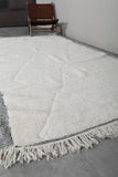 Elegant Moroccan Rug 6.2 X 10.4 FT - Ivory Diamond Pattern with Unique Bordered Edges