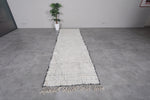 3.3 x 10.7 FT Moroccan Runner Rug – Handwoven White Textured Design