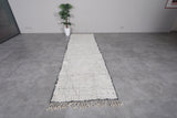 3.3 x 10.7 FT Moroccan Runner Rug – Handwoven White Textured Design