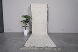 3.3 x 10.7 FT Moroccan Runner Rug – Handwoven White Textured Design