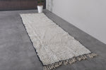 3.3 x 10.7 FT Moroccan Runner Rug – Handwoven White Textured Design