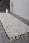 3.3 x 10.7 FT Moroccan Runner Rug – Handwoven White Textured Design