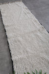 3.3 x 10.7 FT Moroccan Runner Rug – Handwoven White Textured Design