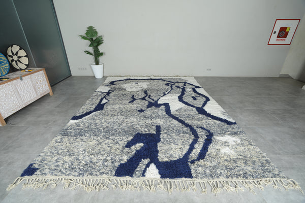 Geometric Moroccan beni ourain rug - 9.1 ft x 12.1 ft